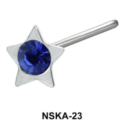 Stone Star Shaped Silver Straight Nose Stud NSKA-23